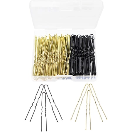 U Shaped Hair Pins 100Pcs Black Gold Hair Bun Booby Pin Clips Undo