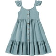 thumbnail image 2 of Vestido de Fiesta de Niña Bebé Color Sólido Plisado Casual con Botón Camisola Y Vestido de Princesa de Manga Larga Niñas de Moda Princesa Vestir, 2 of 6