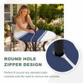 thumbnail image 5 of Round Outdoor Tablecloth with Umbrella Hole and Zipper, Blue Solid Color Texture Fitted Table Cover with Elastic Edge for 36-44 Inch, Simple Blue Pattern Waterproof Patio Tablecoths for Picnic, 5 of 9