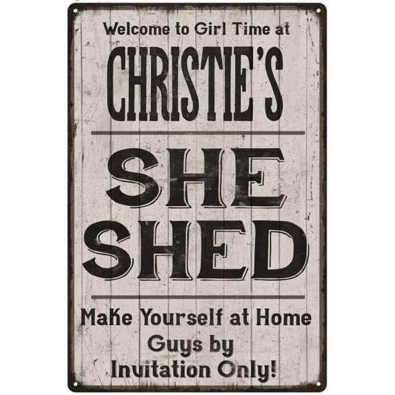 CHRISTIE'S She Shed Sign Lady Cave Sign Gift 16 x 24 Matte Finish Metal 116240082434