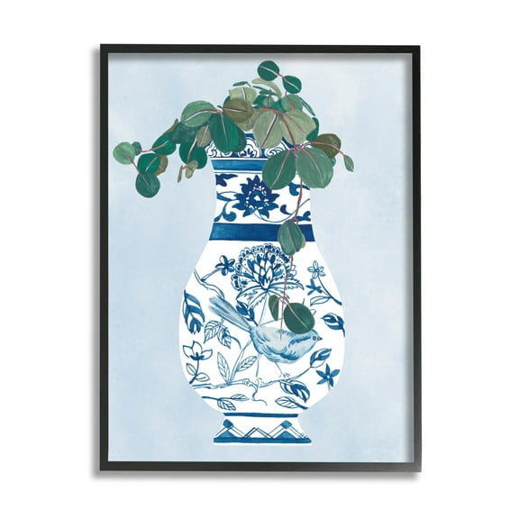 Stupell Industries Green Vine Plant Ornate Blue Bird Vase, 16 x 20, Design by Melissa WangÂ 