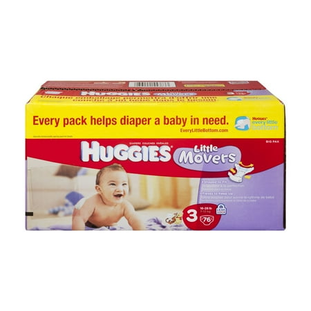 Huggies Little Movers Diapers, Big Pack, Size 3, 76 Count