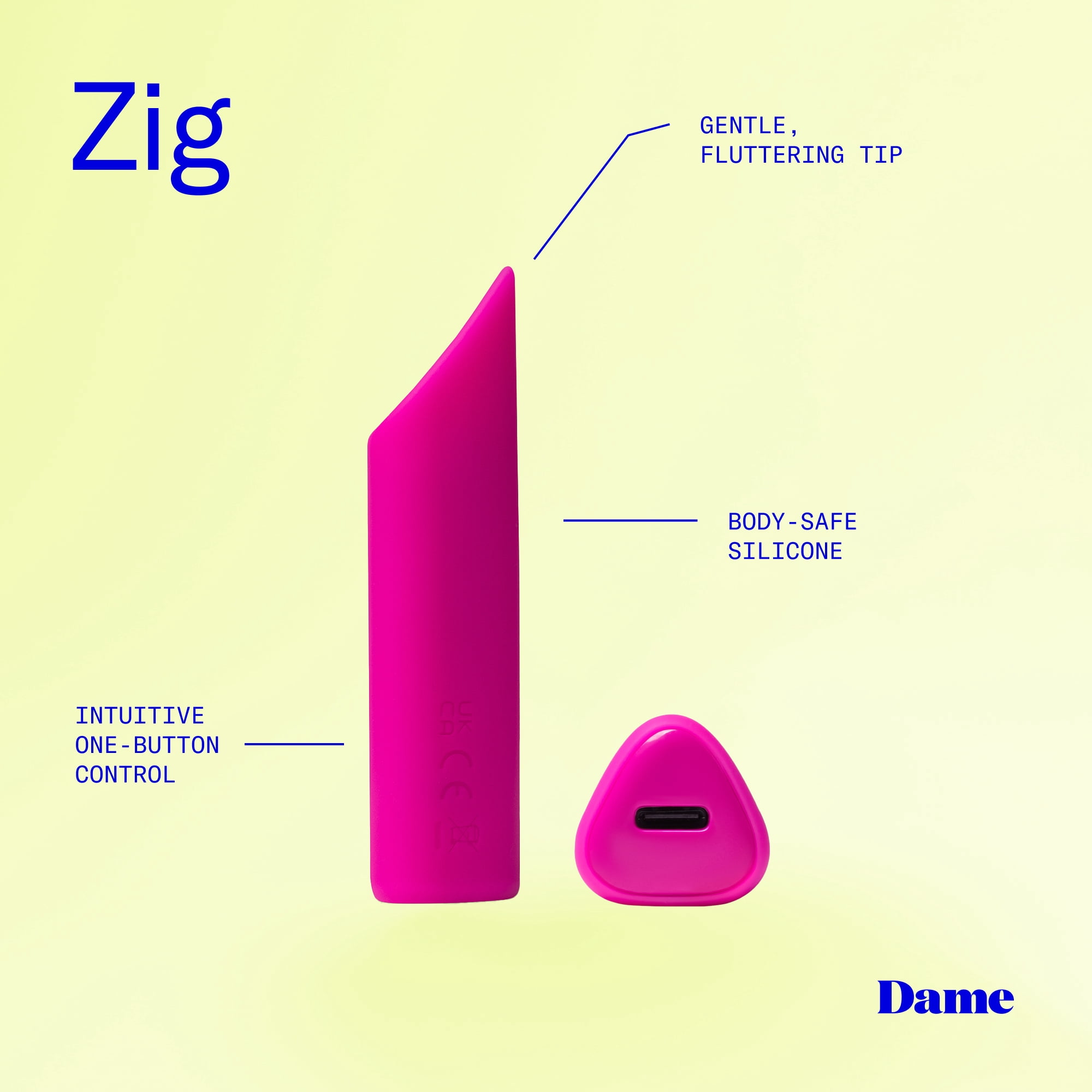 Dame The Go Kit with Zig Tiny Vibrator, 2 fl oz Aloe Lube, and Stash Travel Pouch