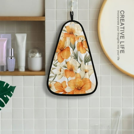 

Flowers Floral Hanging Towel Kitchen Hand Towel Bathroom Absorbent Towel Machine Washable Quick Dry Dishcloths