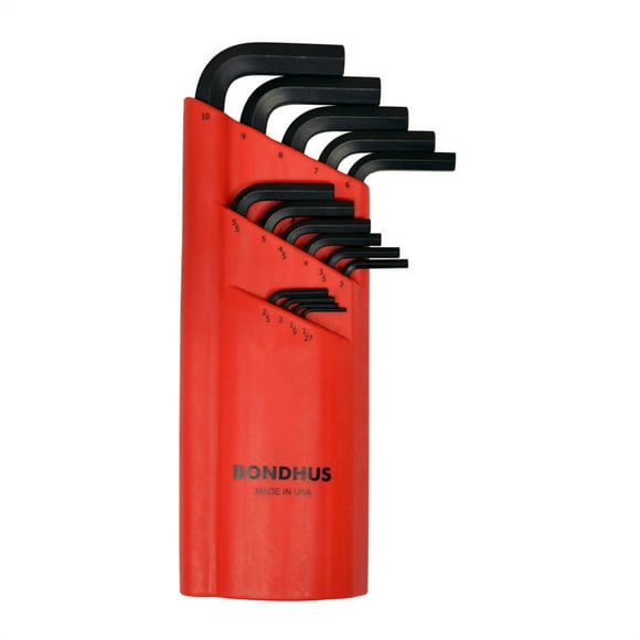 Bondhus 12195 Set of 15 Hex L-wrenches, Long Length, sizes 1.27-10mm