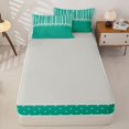 thumbnail image 4 of Castle Fairy Retro Vertical Stripe Zipper Twin Comforter Sets with Fitted Sheet and 2 Pillowcases,Minimalism Heart Dot Zipper Bedding Set,Emerald Green White,Reversible, 4 of 7