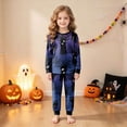 thumbnail image 5 of TOWED22 Boys Girls Halloween Pajamas Cute Pumpkin Print Pjs Cotton Kids Skeleton Sleepwear Clothes Sets Ghost Skull Holiday Sleepwear(Dark Purple,2-3 Y), 5 of 9