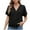 Black, variant on ABATAB Women's Tops Casual V-Neck Short Sleeve Shirts Waffle Knit Loose Button Down Tee Summer Trendy Tunic Tops Blouses