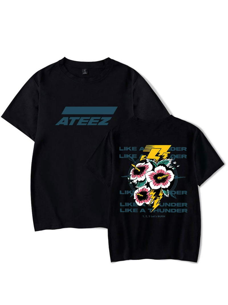 Ateez Thunder Merch Tee T-shirt Logo Summer Men/Women Tshirt ShortSleeve  KPOP Top