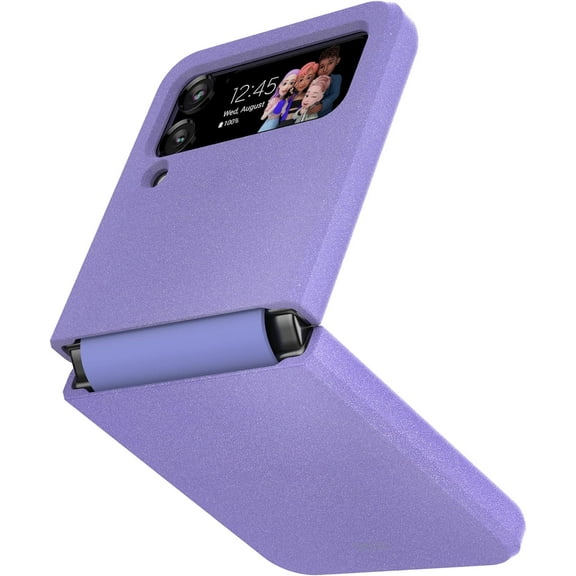 for Samsung Galaxy Z Flip 4 Case (2022) with Hinge Protection, Sandstone Texture, Hard PC   Soft TPU Hybrid Protective Case for Galaxy Z Flip4 5G - Purple