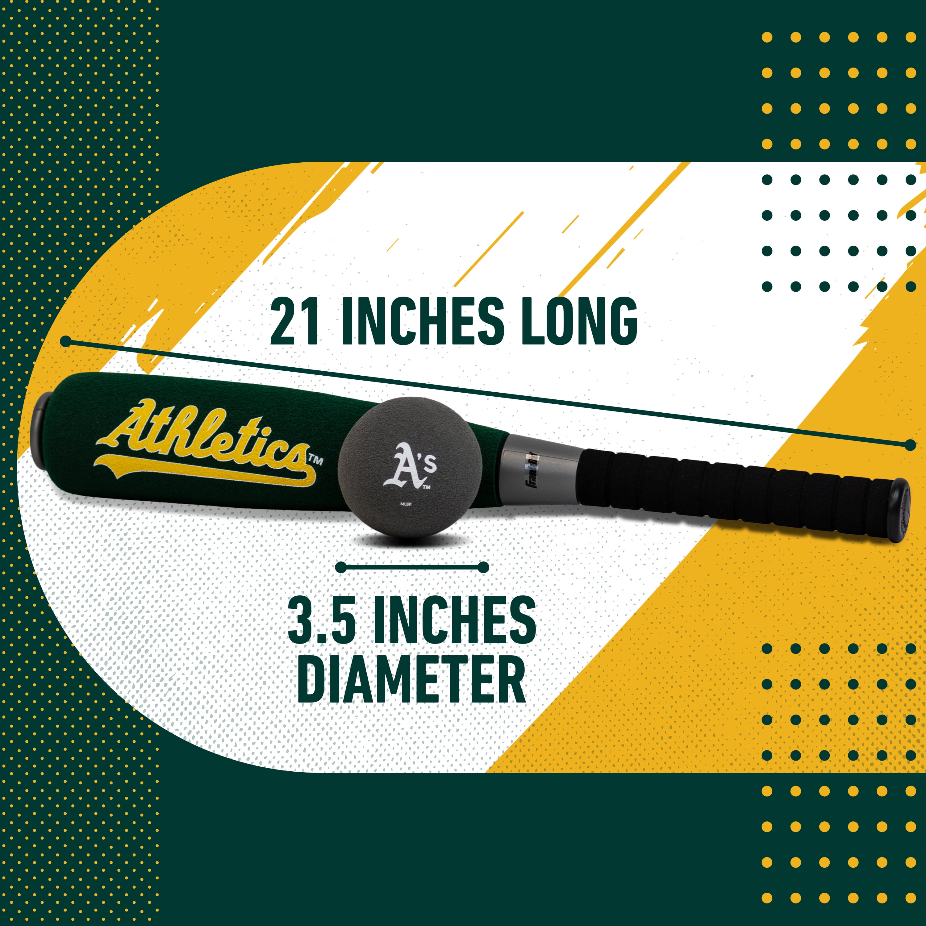 Franklin Sports MLB Oakland Athletics Foam Bat + Ball Set, 21 in