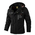 thumbnail image 3 of Men's Casual Hooded Jacket Parka Autumn And Winter Warm Solid Color Windproof Coat Outdoor Clothes With Multiple Pockets, 3 of 10