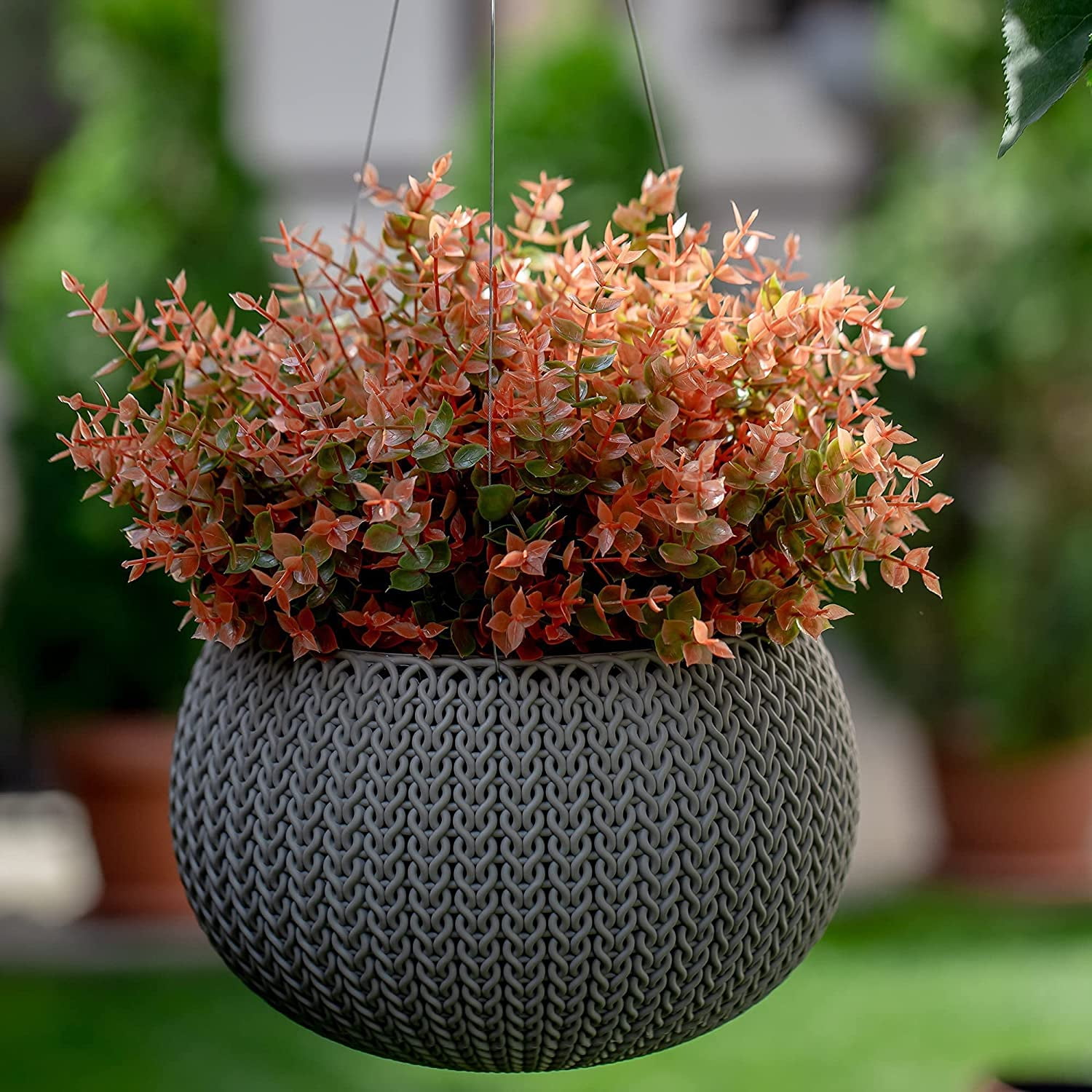 Viworld Artificial Plants Outdoor Boxwood Shrubs - 12 PCS Bundles Fake Plants UV Resistant No Fade Faux Plastic Greenery Fall Flowers Garden Porch Patio Decoration Thanksgiving (Green Orange)