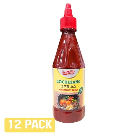 SHIRAKIKU Korean Gochujang Hot Sauce Non-GMO, 18oz, 12 pack