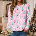 thumbnail image 2 of larppty Women's Ugly Christmas Sweaters Cute Christmas Tree Long Sleeve Crewneck Sweatshirts Casual Oversized Pullover Tops （Pink, L）, 2 of 6