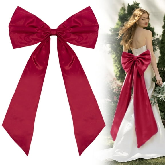 ZFSBZBS Bow Wedding Birthday Party Decoration,Room Decor 40x24 Inches Satin Ribbon Tie Birthday Decorations Giant Hanging Wall Decor For Ballerina Girls Red