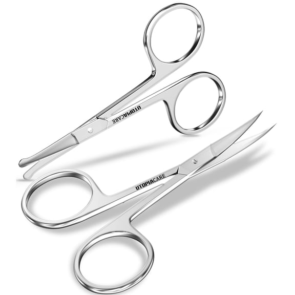 Utopia Care Eyebrow Scissors, Professional Stainless Steel Small Shears, for Men and Women, Nose Hair Scissors for Grooming Mustache, Beard, Eyelashes, Ear Hair Trimming, Silver