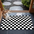 thumbnail image 3 of 2x3 Door Mat Rug, Black White Plaid Non-Skid Rubber Backing Large Rectangle Rugs - Living Room Bedroom Home Office, Farmhouse Modern Minimalist Geometric Indoor Floor Mat Carpets Washable Rug, 3 of 9