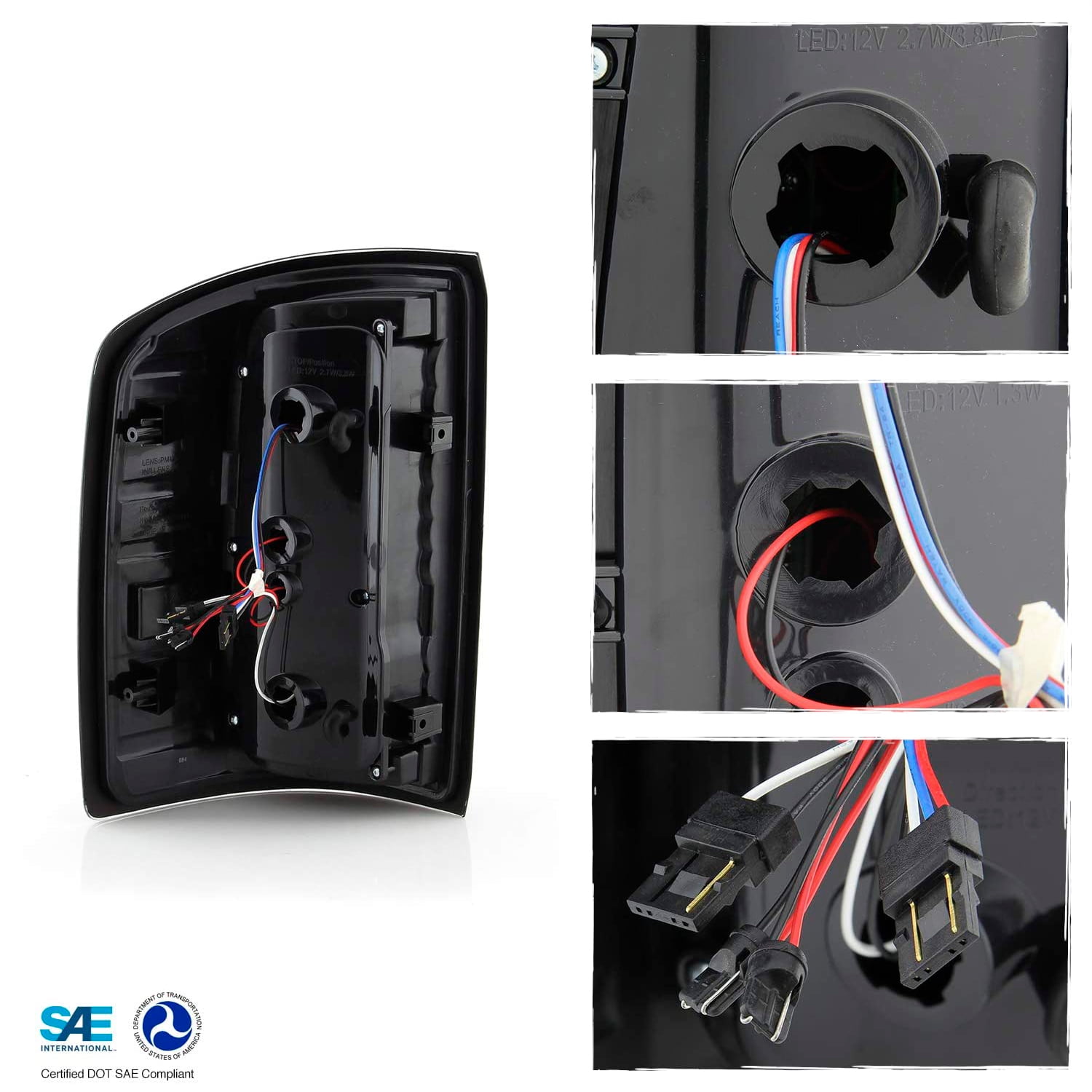 AKKON - Fits 2014-2018 GMC Sierra 1500 15-19 2500HD 3500HD [C-Tube] LED Black Tail Brake Lights Pair Driver+Passenger