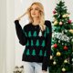 thumbnail image 5 of Suéter de punto navideño para mujer, otoño e invierno, nuevo, cuello redondo, manga larga, estampado, moda, informal, jersey de punto, top femenino, 5 of 5