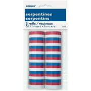 Patriotic Red, White and Blue Serpentine Throws, 36-Count