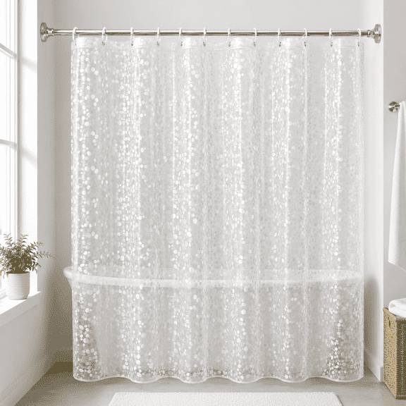 Thick Eva Waterproof Clear Shower Curtain Liner, Mold and Mildew Resistant Washable Shower Curtain Liner, 3D Pebble Water Proof Shower Curtain Liners for Bathroom Bathtubs