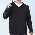 thumbnail image 5 of Gerichy Men's Sun Protection Jacket Hooded Lightweight Full Zip Long Sleeve Cooling Hiking Fishing Performance Shirts Black,2XL, 5 of 5