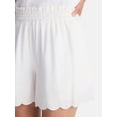 thumbnail image 5 of Time and Tru Women's Linen Blend Shorts with Scalloped Hem, Sizes XS-XXXL, 5 of 6