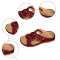 thumbnail image 7 of Orthopedic Sandals for Women Hollow out Embroidery Strap Slides Comfortable Arch Support Slippers Thick Soft Sole Slip on Beach Shoes Wine Size 8, 7 of 7