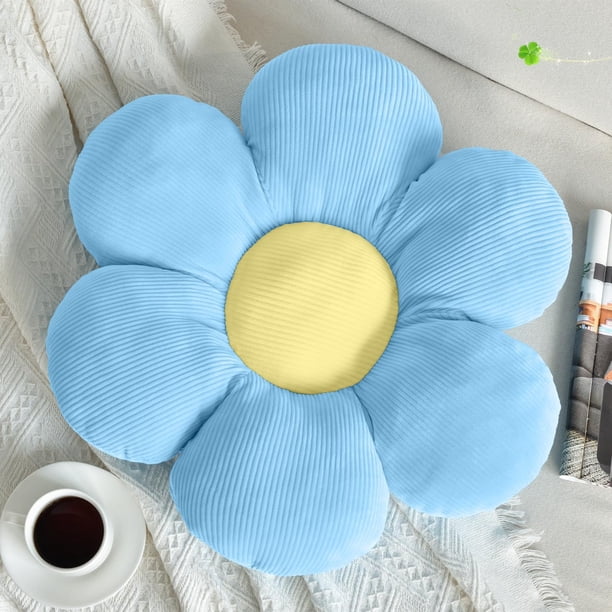 Vdoioe Almohada De Flores Almohada En Forma De Flor Cojín Para Asientos Flor Azul Almohada De Felpa Cojines De Piso Cojines De Asiento Decorativos Para El Hogar