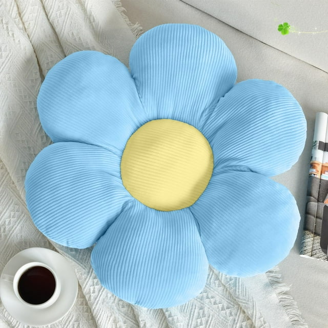 Vdoioe Almohada De Flores Almohada En Forma De Flor Cojín Para Asientos Flor Azul Almohada De Felpa Cojines De Piso Cojines De Asiento Decorativos Para El Hogar