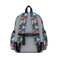 thumbnail image 3 of Dinosaur and Floral Black Pattern Cute School Backpack with Padded Back and Adjustable Shoulder Straps 13.4"x11"x4.7", 3 of 5