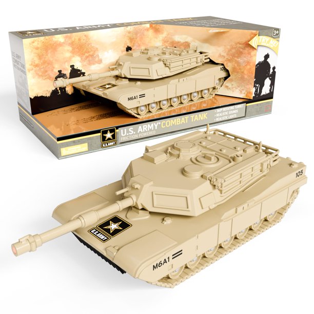 Tanque de combate Toy Friction Lollipop del Ejército de los Estados Unidos con luces y sonidos
