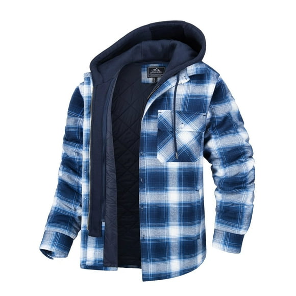Innerwin Outwear Long Sleeve Men Shirt Jacket Winter Hooded Business Jackets Sky Blue 5XL