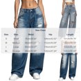 thumbnail image 4 of Atkumj Womens Ripped Jeans Fashion Baggy Button-Zip Fly Low Waisted Jeans Vintage Wash Long Length Jeans Wide Leg Women with Pockets S, 4 of 7