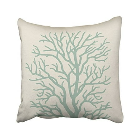 Winhome Square Throw Pillow Covers Vintage Coral Tree In Seafoam