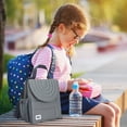 thumbnail image 3 of BUILT Insulated Reusable Polyester Kids Lunch Box Puffer Bag with Side Pocket, Grey, 3 of 8