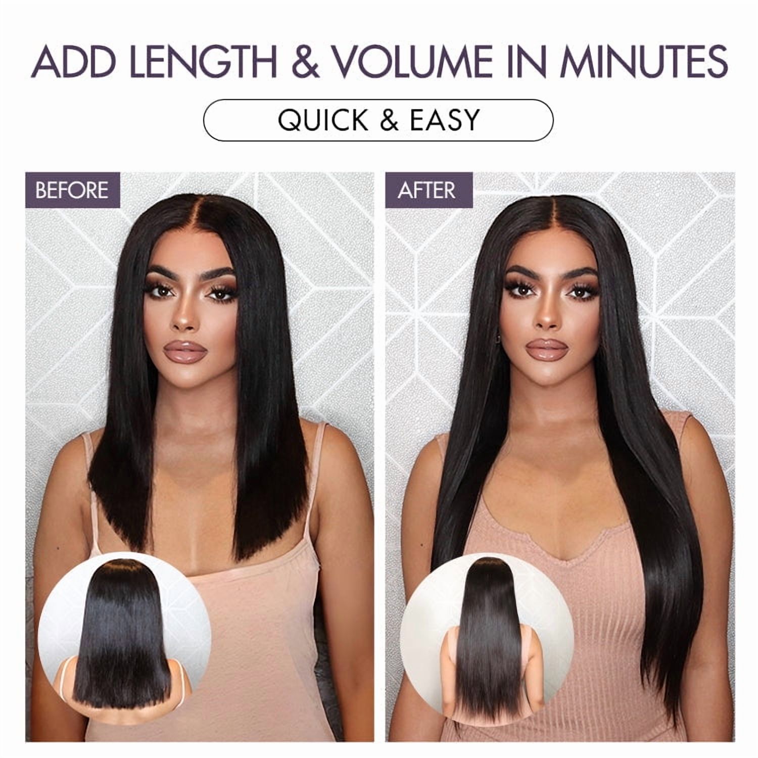 LUVME 22" Exclusive Sale | Straight Clip in Hair Extensions Real Human Hair Pieces 135g 9pcs / 7pcs with Free Gift for Women 1pc