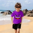 thumbnail image 4 of Blusas y camisas de manga corta con cuello redondo para niños y niñas, color liso, con estampado de expresión linda, manga corta, holgadas y cómodas, blusa para niña, 4 of 6