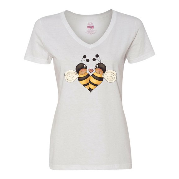 Inktastic Valentine's Day Bumble Bees Women's V-Neck T-Shirt