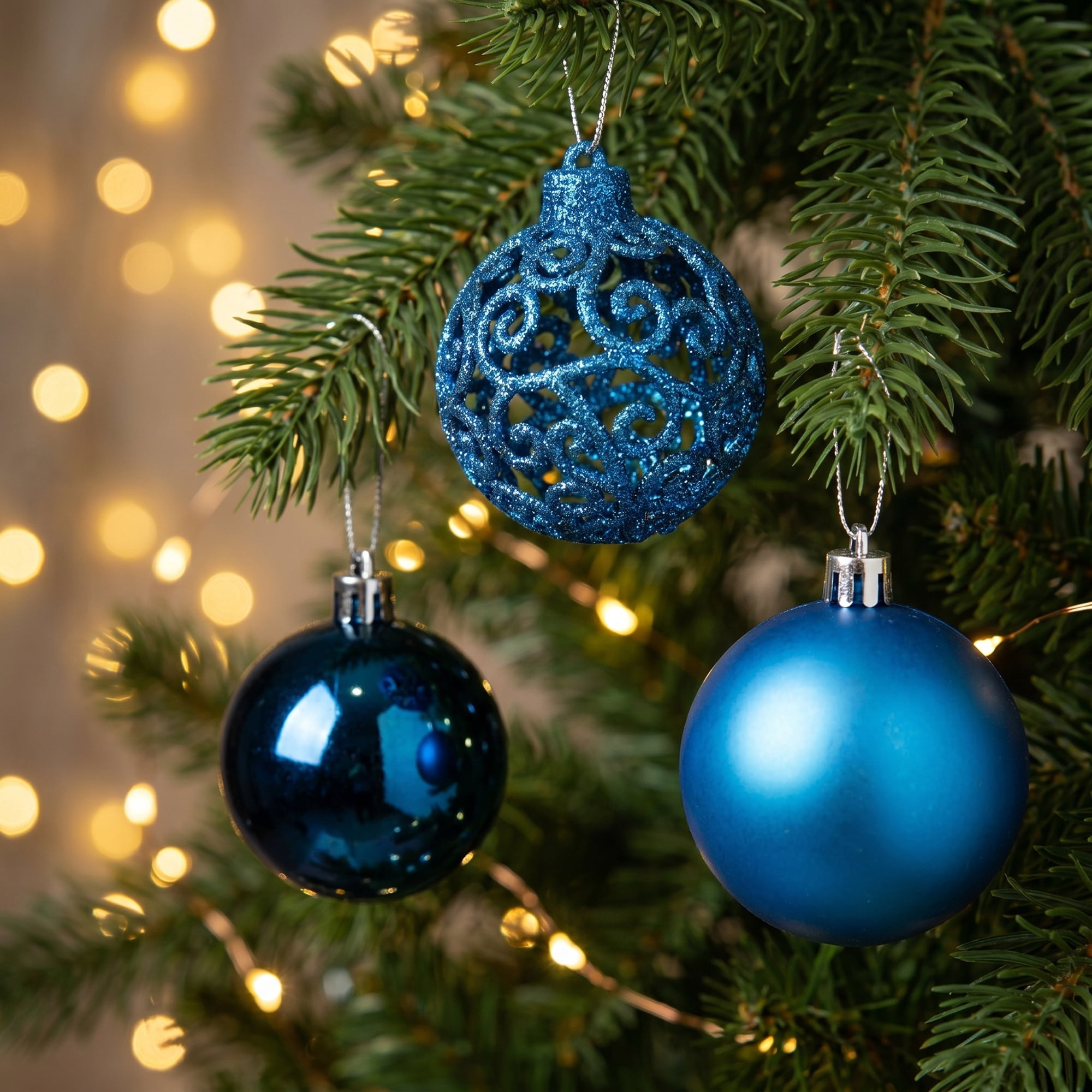 Unique Bargains 6 Pack Electroplated Sphere Orbs Decorative Christmas Ornaments Blue 2.4"