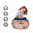 thumbnail image 2 of Floral Storage Toy Bag Chair, Dramatic Gerbera Flower Sketch Illustration on Soft Pink Background, Stuffed Animal Organizer Washable Bag, Small Size, Dark Brown Blush, by Ambesonne, 2 of 3
