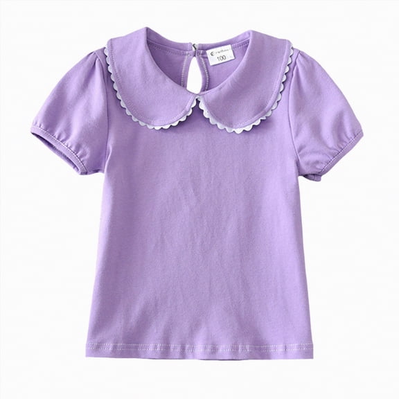 Toddler Girls' Soft Polycotton Short Sleeve Crew Neck T Shirts 0-24 Months 2t 3t 4t 5t 6t 7t Assorted Color Solid Tees Gibobby,6-12 Months,Purple