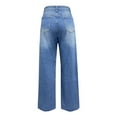 thumbnail image 4 of Cathalem Ripped Jeans Womens Baggy Jeans for Women Mom Baggy Straight Leg Stretchy Boyfriend Trendy Trouser Denim Pants(Blue,S), 4 of 5