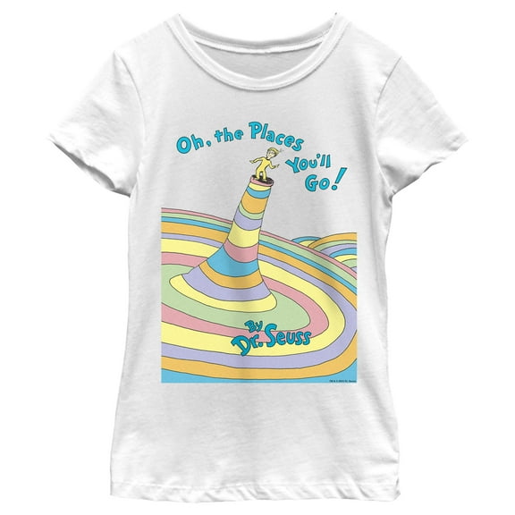 Girl's Dr. Seuss Oh The Places You'll Go Book Cover Graphic T-Shirt
