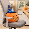 thumbnail image 5 of Euahivb Halloween Pumpkin Stuffed Toy Plush Pillow 13.8 x 13.8 Inch Soft Cushion with Blue Witch Hat for Couch Living Room Spooky Seasonal Decor, 5 of 7