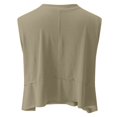 thumbnail image 6 of Samlisa Womens Cropped Workout Tank Tops Summer Loose Fit Sleeveless Yoga Tops Irregular Hem Side Slit Running Gym Fitness T Shirts Tees 0630S*Khaki S, 6 of 6