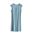 thumbnail image 2 of NominalSnug Plus Size Nightgowns for Women Cap Sleeve Sleepshirts V Neck Pleated Soft Nightdress Loose Homewear, 2 of 8