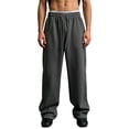 thumbnail image 4 of Ndbuld Baggy Sweatpants Men Casual Straight-Leg Sports Loose Wide-Leg Pants Dark Gray,XL, 4 of 5