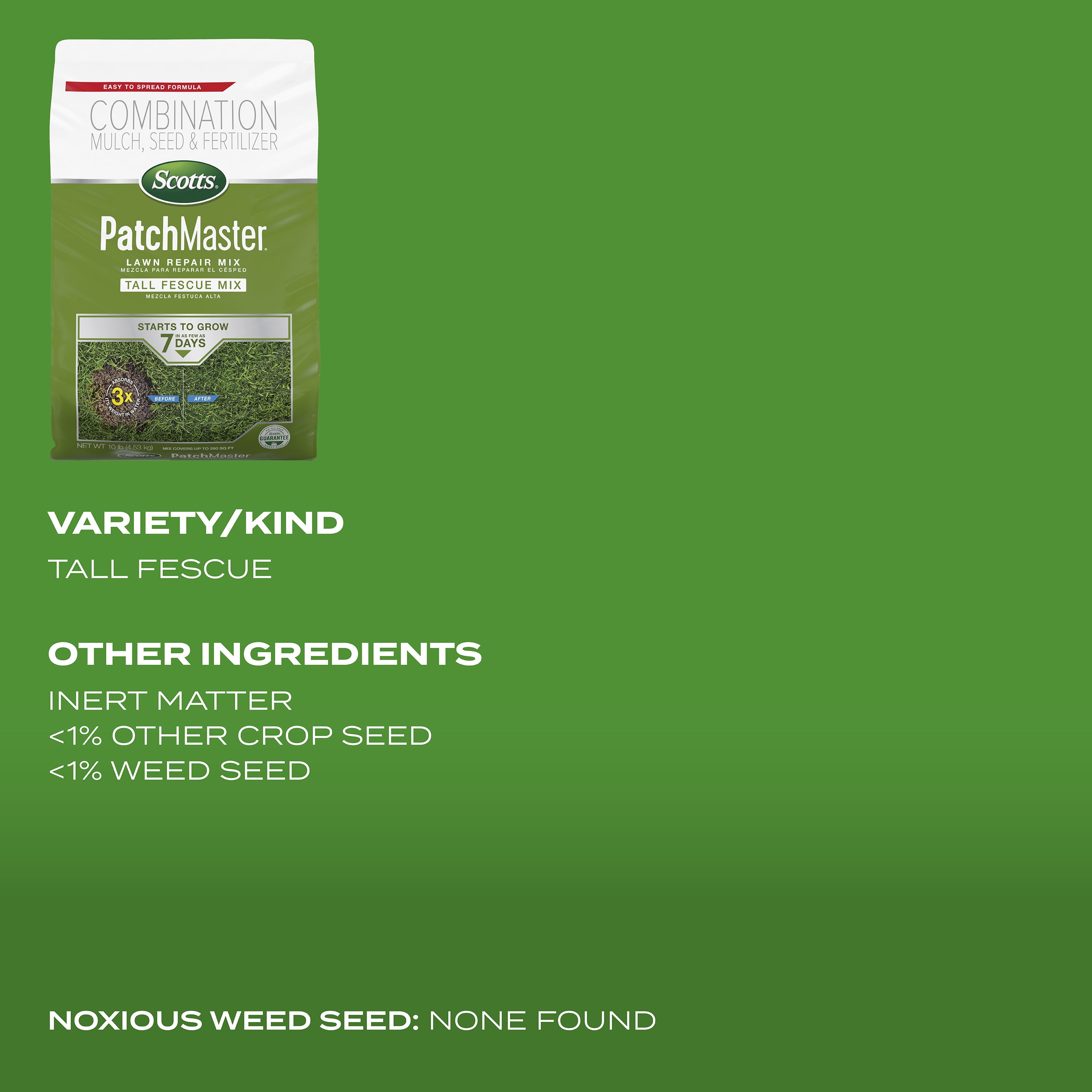 Scotts PatchMaster Lawn Repair Mix Tall Fescue Mix, 10 lbs.